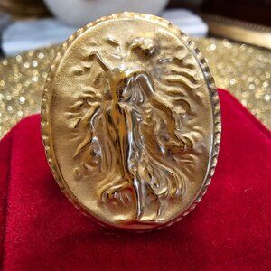 Tagliamonte 18K Gold Citrine Accented  Cameo Ring, size 5, Made in Italy